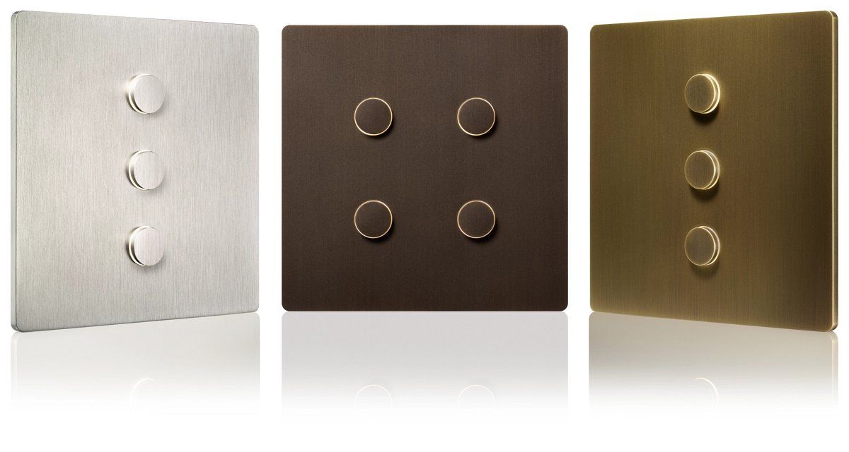 Lutron Alisse keypads in nickel, bronze and brass