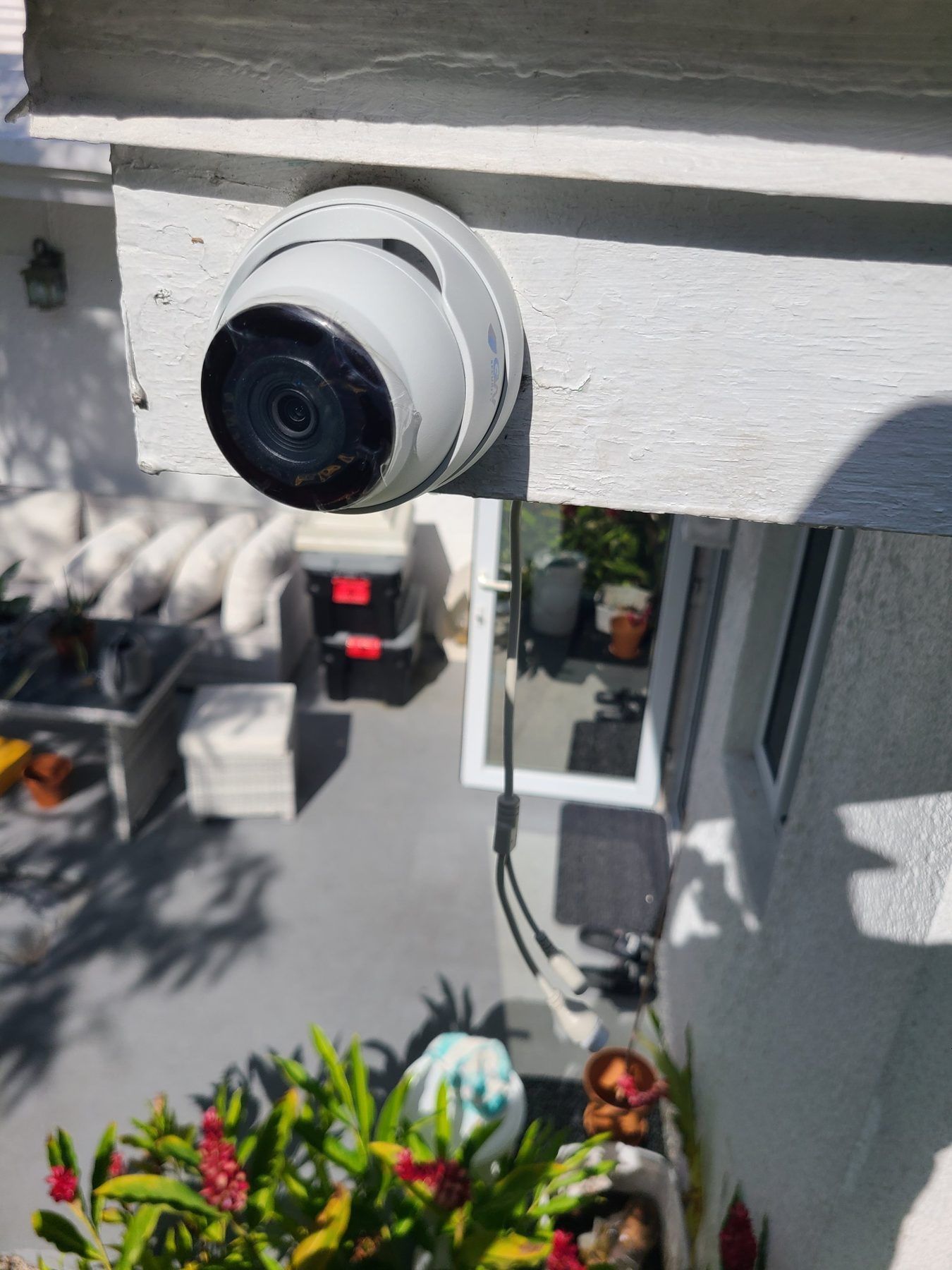 Finished dome camera under the soffit